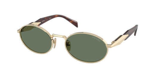 Prada PR 65ZS ZVN70L Woman Sunglasses Metal Gold Green Round Normal