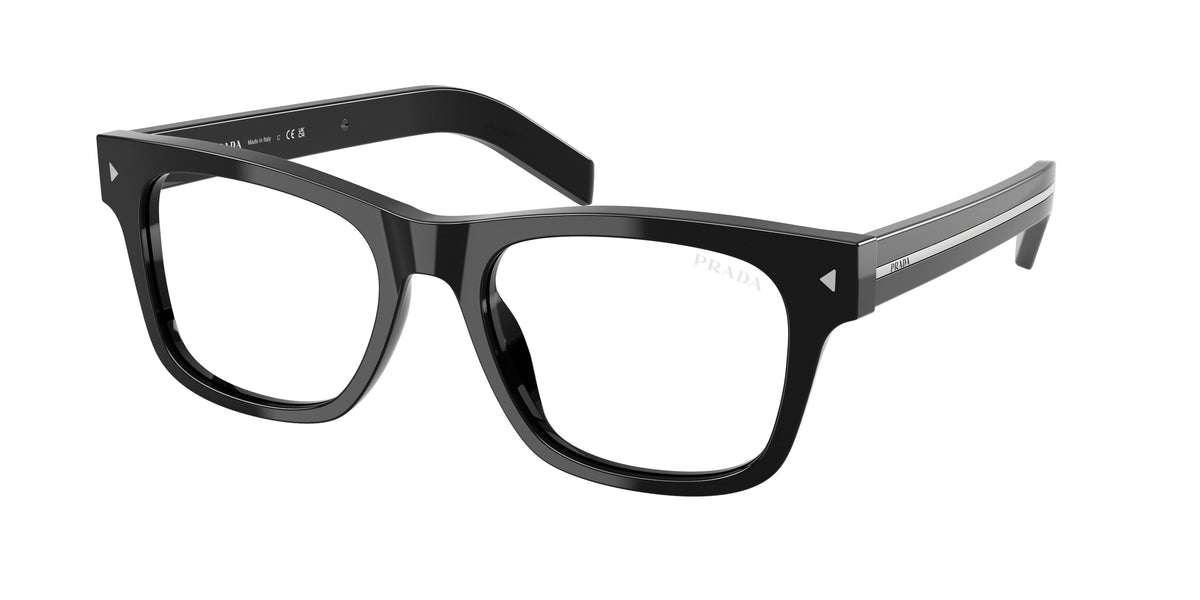 Prada PR A17S 16K60K Man Sunglasses Acetate Black Transparent Squared Anti-blue light