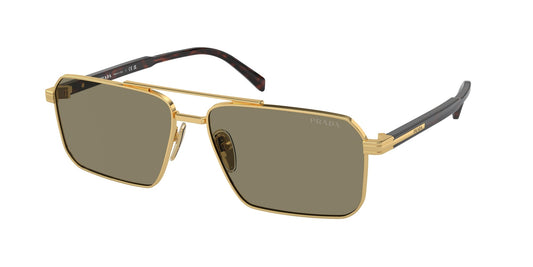 Prada PR A57S 5AK90F Man Sunglasses Steel Gold Brown Squared Normal