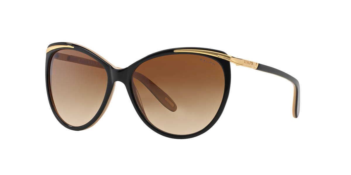 Ralph Lauren RA5150 RA 5150 109013 Woman Sunglasses Acetate Black Brown Cat Eye Normal Shaded