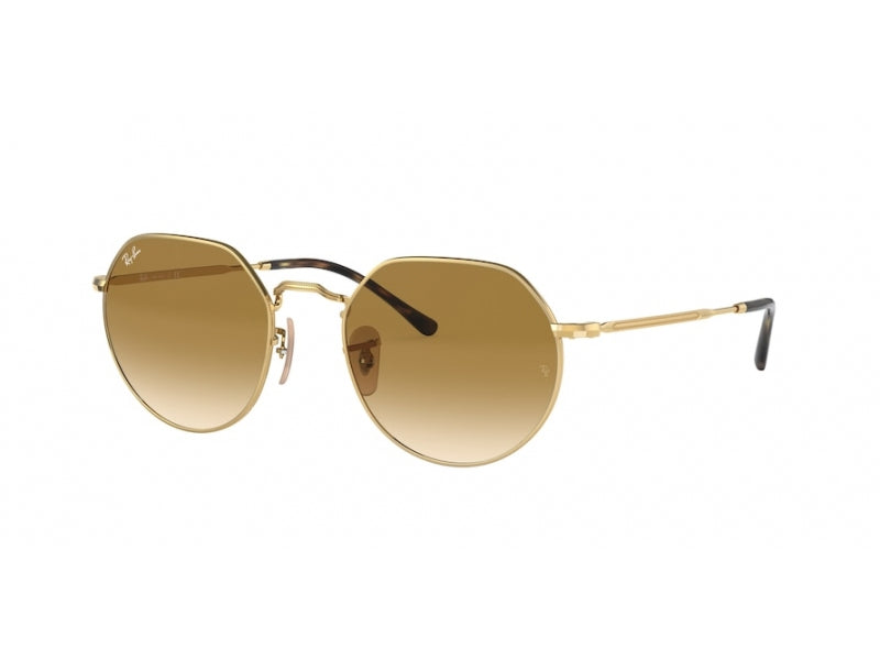 Ray - Ban RB3565 JACK 001/51 Unisex Sunglasses Metal Gold Brown Geometric Normal Shaded