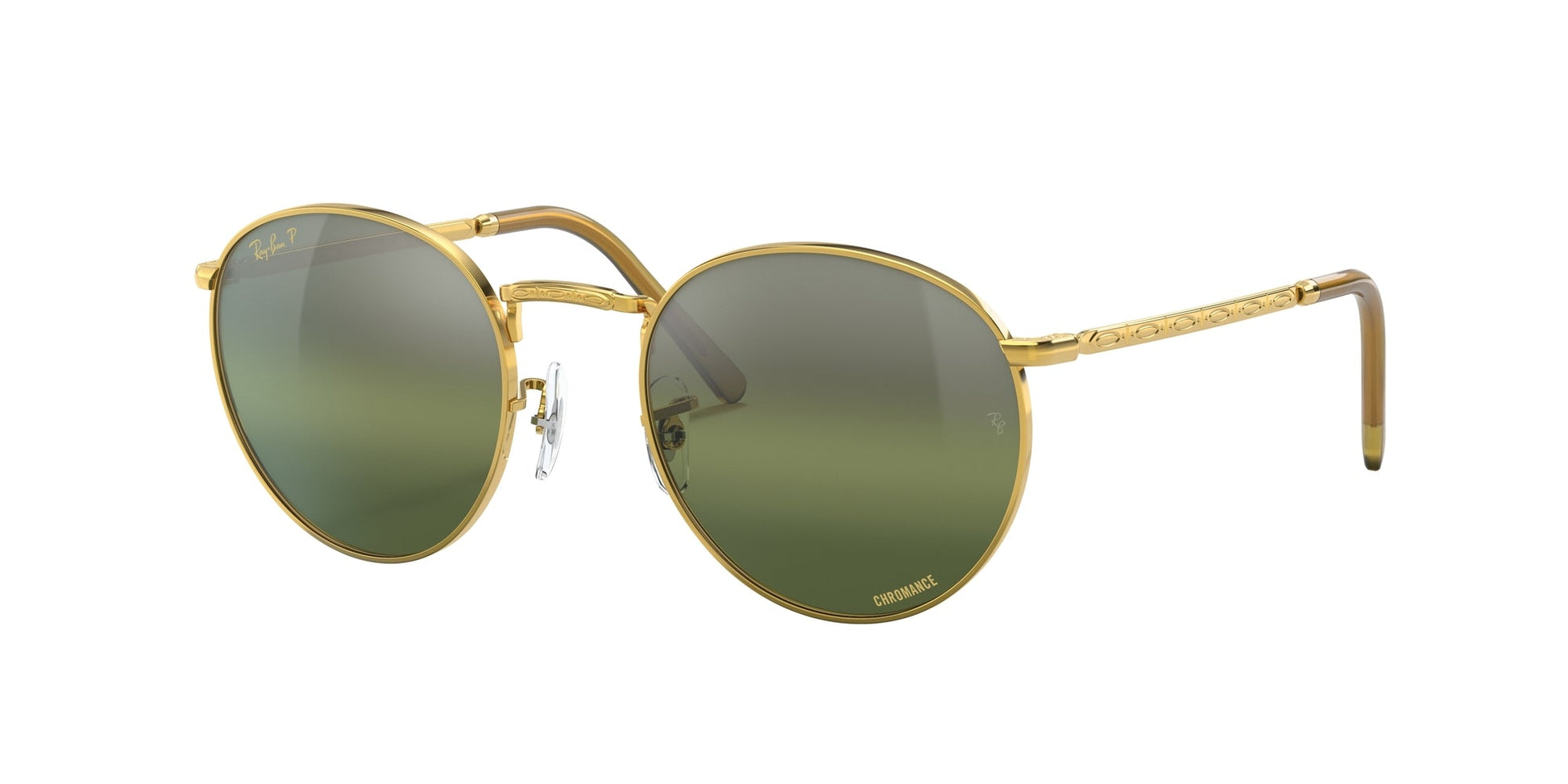 Ray - Ban RB3637 NEW ROUND 9196G4 Unisex Sunglasses Metal Gold Green Pantos Polarized Shaded