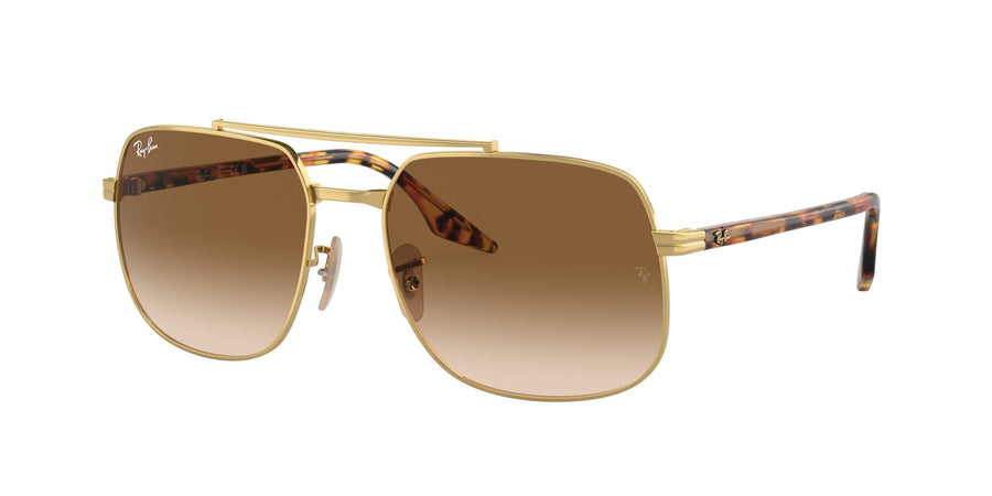 Ray - Ban RB3699 001/51 Unisex Sunglasses Metal Gold Brown Squared Normal Shaded