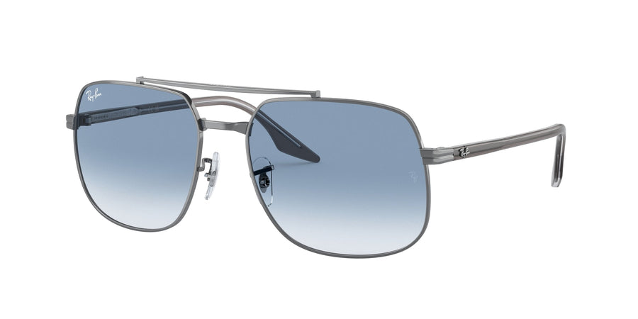 Ray - Ban RB3699 004/3F Unisex Sunglasses Metal Grey Blue Squared Normal Shaded