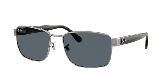 Ray - Ban RB3750 004/R5 Unisex Sunglasses Metal Grey Blue Squared Normal