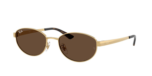 Ray - Ban RB3774D 001/73 Unisex Sunglasses Metal Gold Brown Round Normal