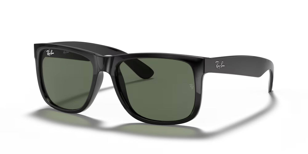 Ray - Ban RB4165 JUSTIN 601/71 Man Sunglasses Injected Black Green Squared Normal