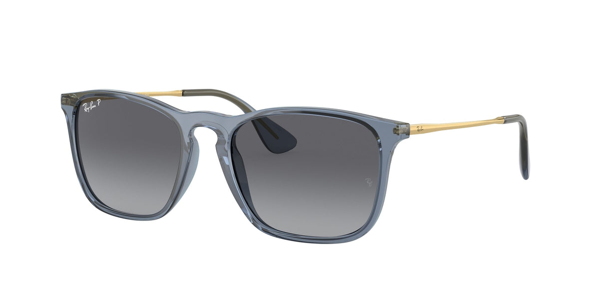 Ray - Ban RB4187 CHRIS 6592T3 Man Sunglasses Injected Blue Grey Squared Polarized