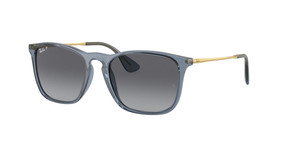 Ray - Ban RB4187 CHRIS 6592T3 Man Sunglasses Injected Blue Grey Squared Polarized