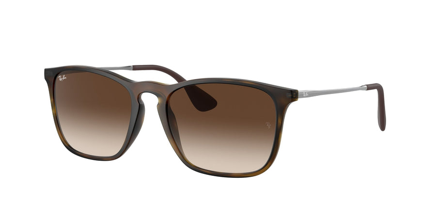 Ray - Ban RB4187 CHRIS 856/13 Man Sunglasses Injected Turtle Brown Squared Normal Shaded