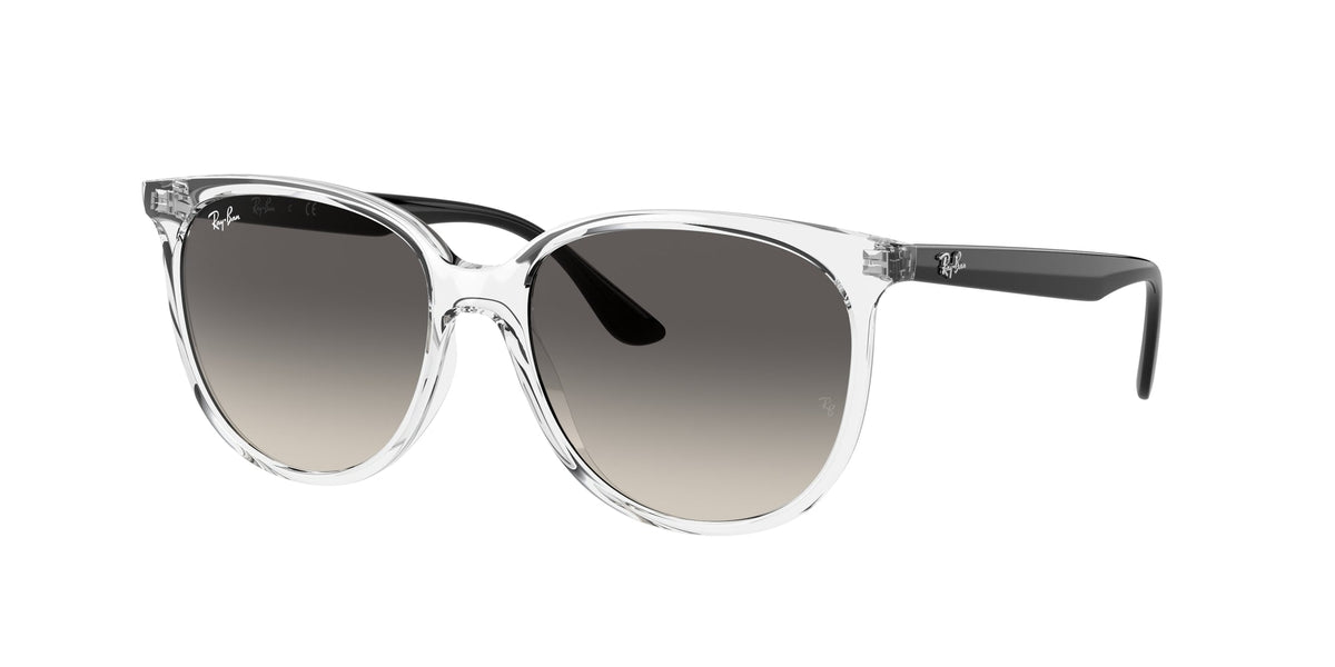 Ray - Ban RB4378 647711 Woman Sunglasses Injected Transparent Grey Squared Normal Shaded