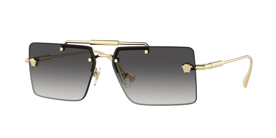 Versace VE2245 10028G Woman Sunglasses Metal Gold Grey Squared Normal Shaded