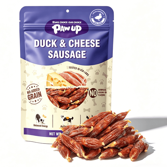 PAWUP Duck Sausage with Cheese Dog Treats, Natural Dog Snacks for Small Medium Large Dogs, Training Treats for Dogs, 10.6oz