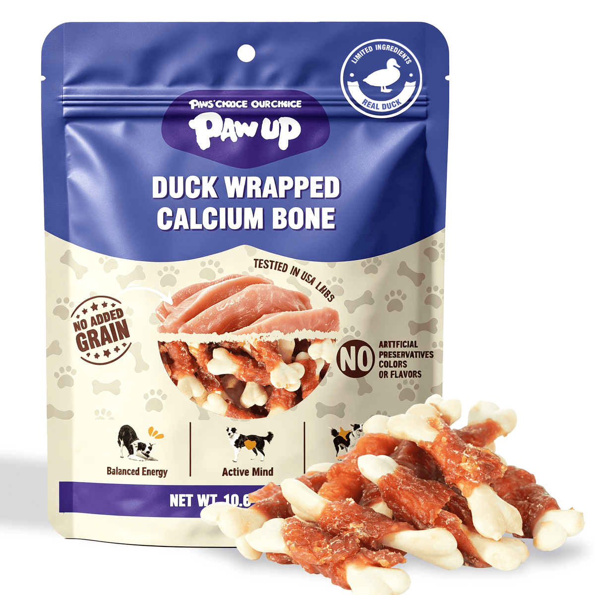 Duck Wrapped Calcium Bone Dog Treats, Rawhide-Free High-Protein Chews for Puppies & Small Dogs, 10.6 oz