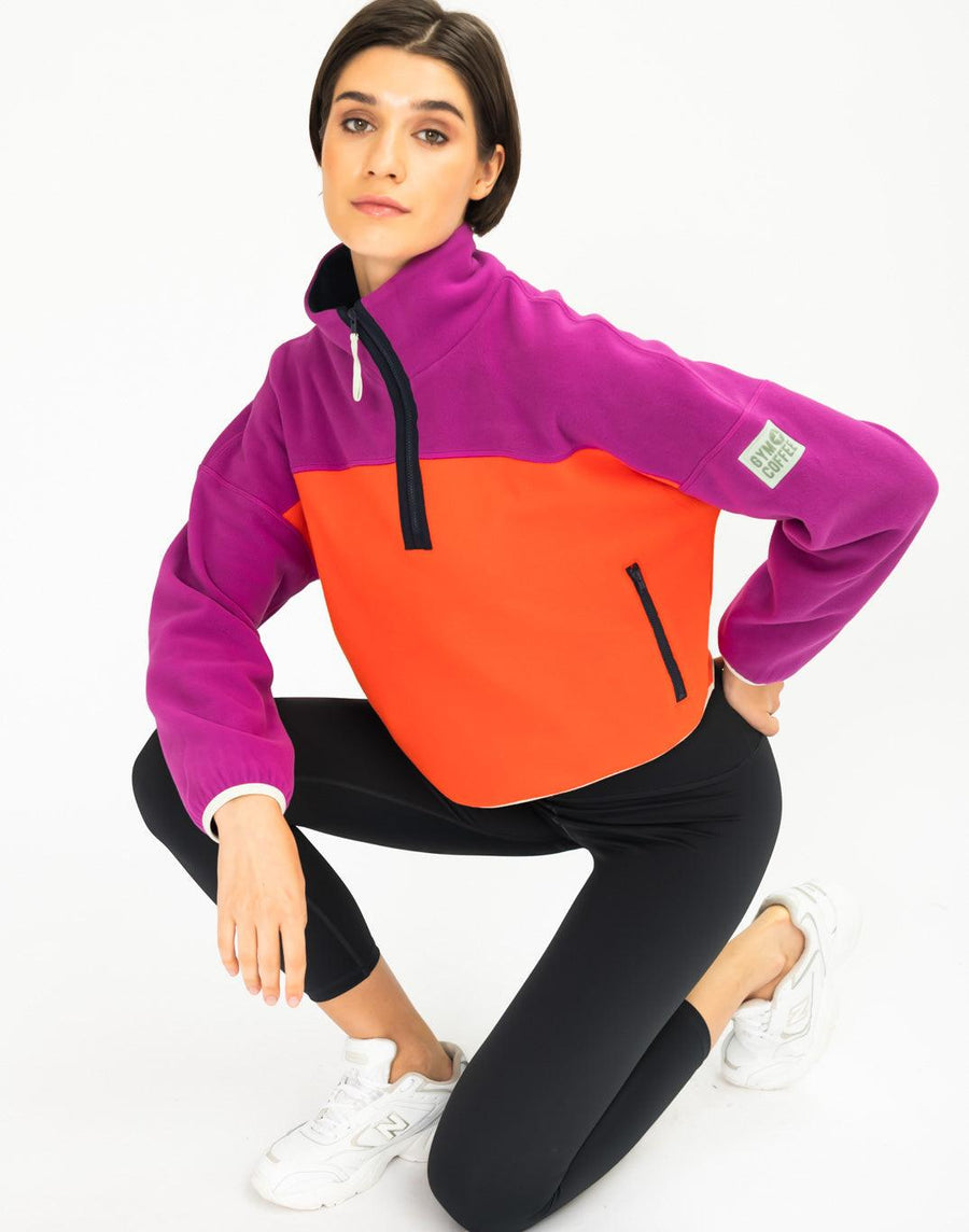 Half Zip Crop Polar Fleece in Very Berry - XS/8 / Very Berry