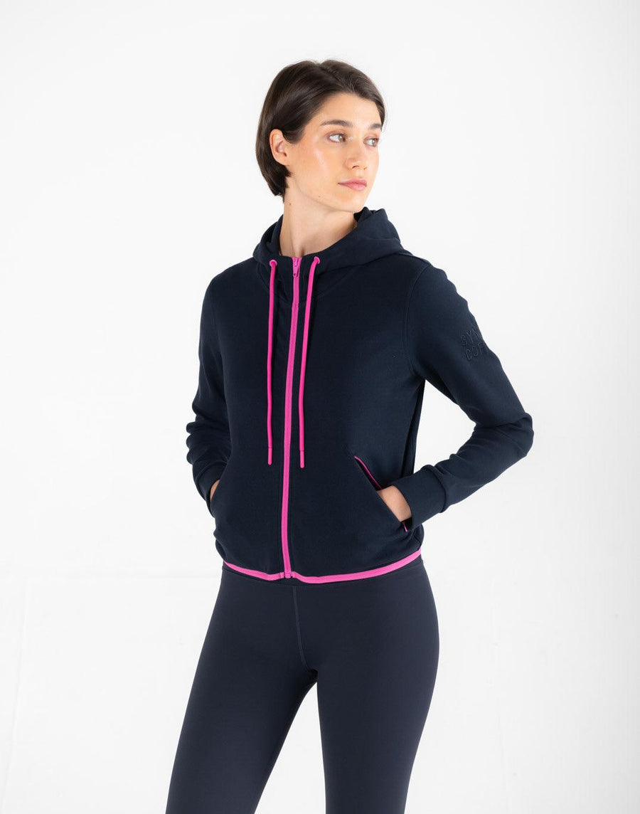 Chill Zip Crop Hoodie in Obsidian Blue - XXS/6 / Obsidian Blue