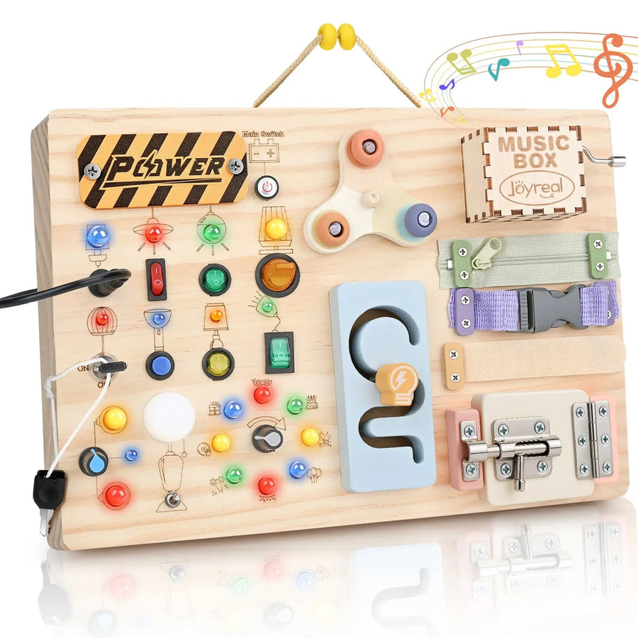 Montessori Busy Board for Toddlers, Power Sensory Activity Toy