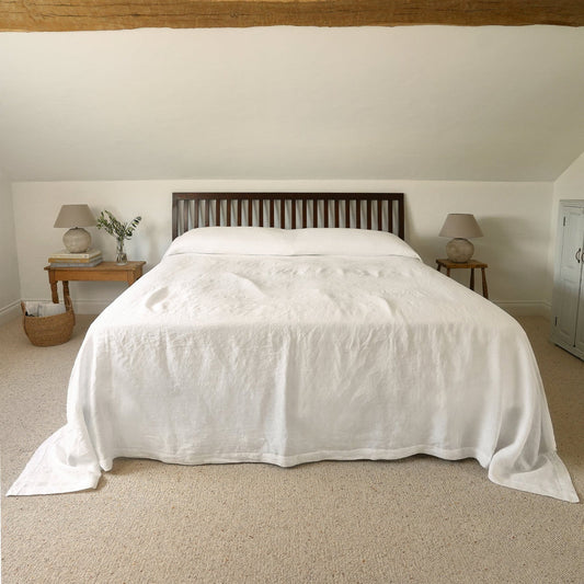 Dip & Doze 100% Linen Flat Sheet King / White