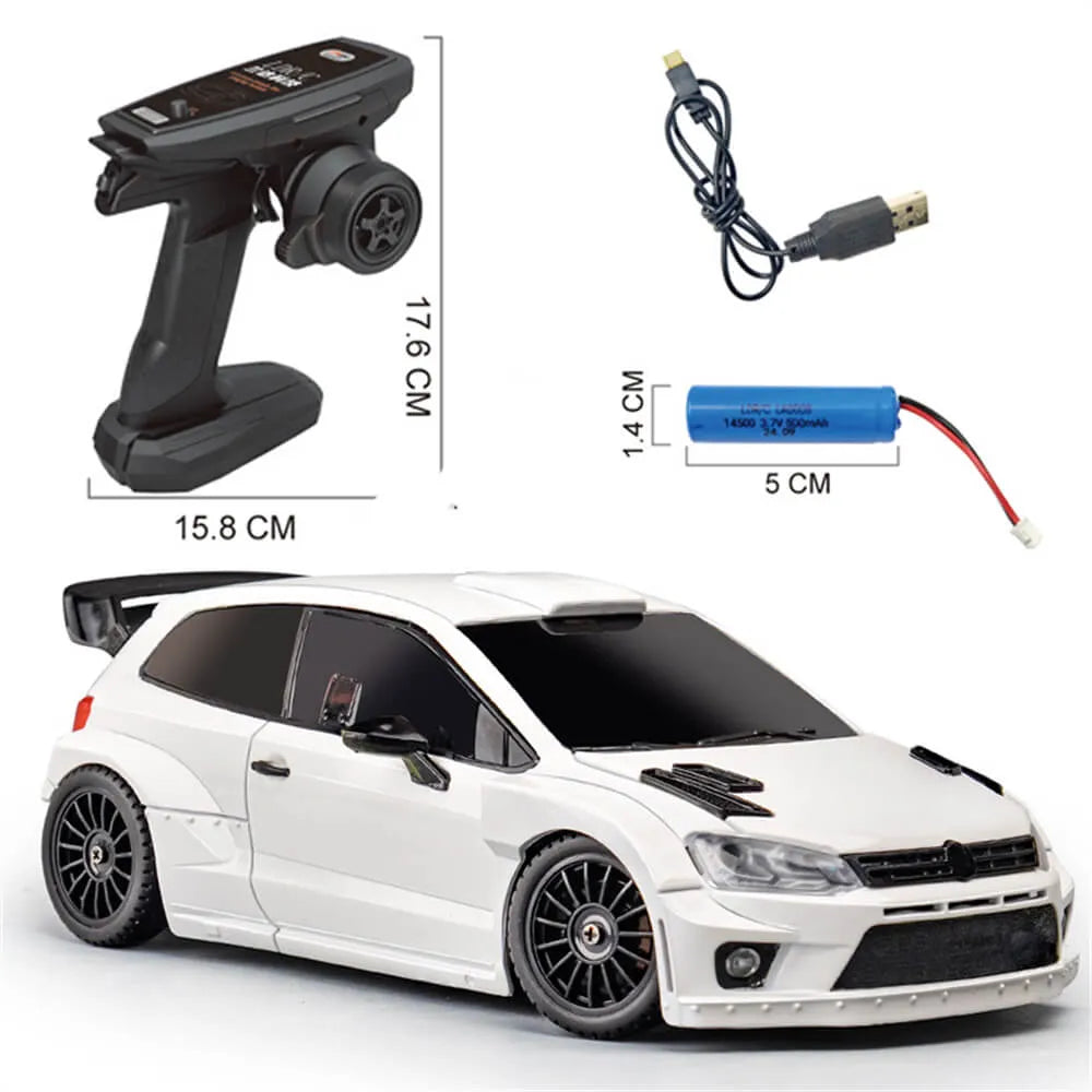 LDRC 2801 POLO R Model 1:28 Scale 4WD Full Proportional RTR On-Road Racing RC Drift Car with LED Lights - White