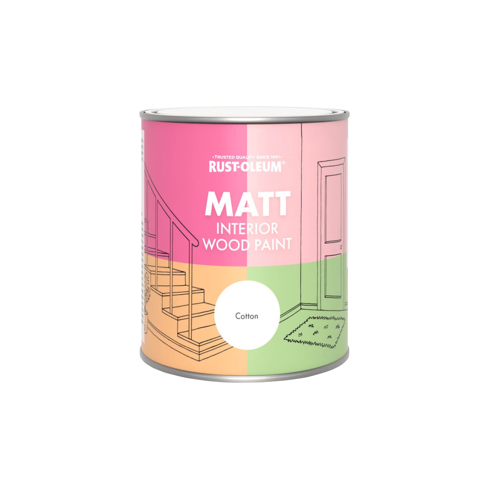 Rust-Oleum White Matt Interior Wood Paint - Cotton 750ml