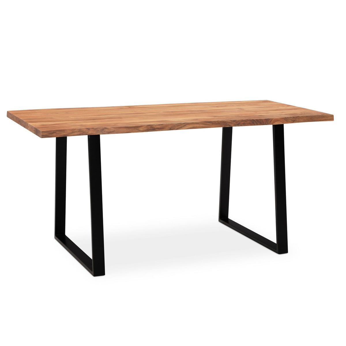 FineBuy Esszimmertisch rechteckig Massivholz Akazie Baumkante - Industrial Esstisch Baumstamm Massiv Echtholz - Küchentisch - Baumkantentisch mit schw