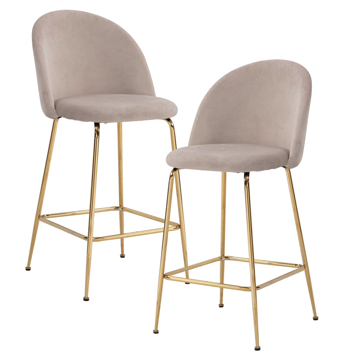 FineBuy 2er Set Barhocker Samt Hocker mit Lehne & goldenen Beinen, Küchenhocker Skandinavisch Stoff / Metall 110 kg, Design Barstuhl Tresenhocker, Bis