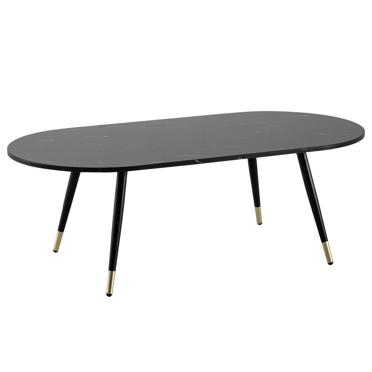 FineBuy Couchtisch 120x60x41,5 cm mit Marmor Optik Modern, Design Wohnzimmertisch mit Metall-Gestell, Sofatisch Oval Tisch Groß, Beistelltisch Wohnzim