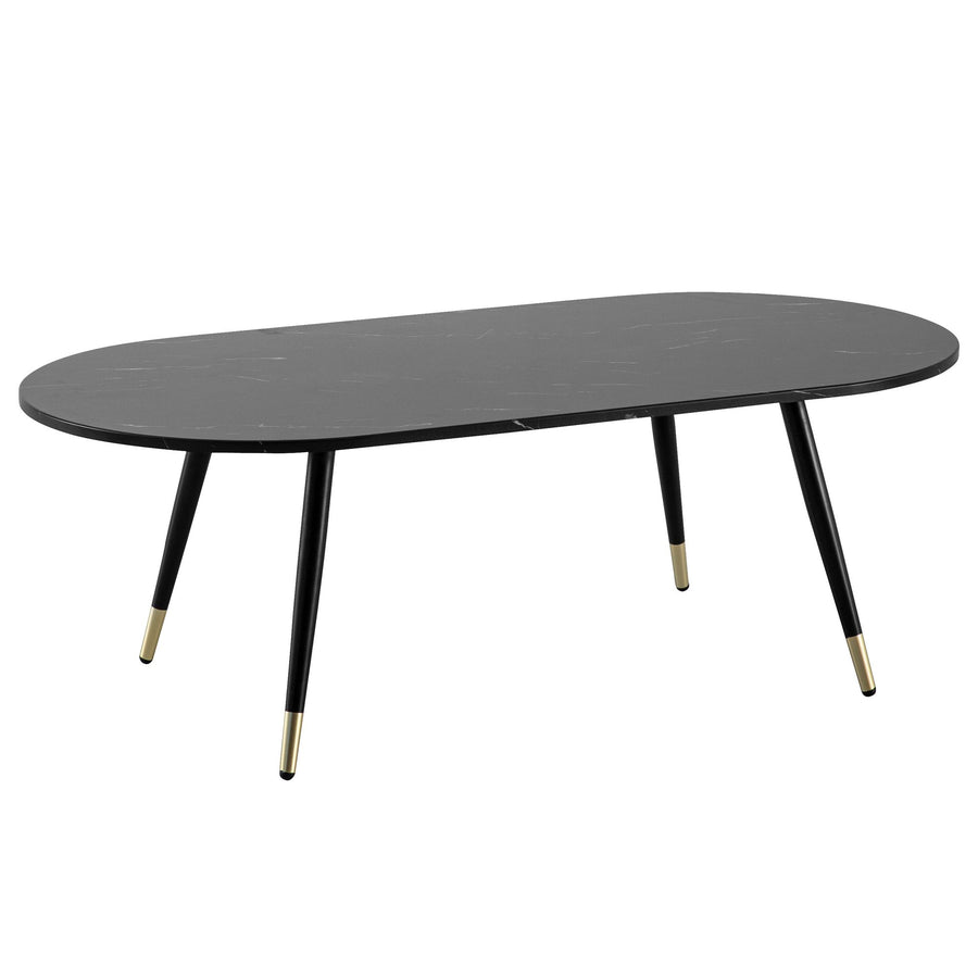 FineBuy Couchtisch 120x60x41,5 cm mit Marmor Optik Modern, Design Wohnzimmertisch mit Metall-Gestell, Sofatisch Oval Tisch Groß, Beistelltisch Wohnzim