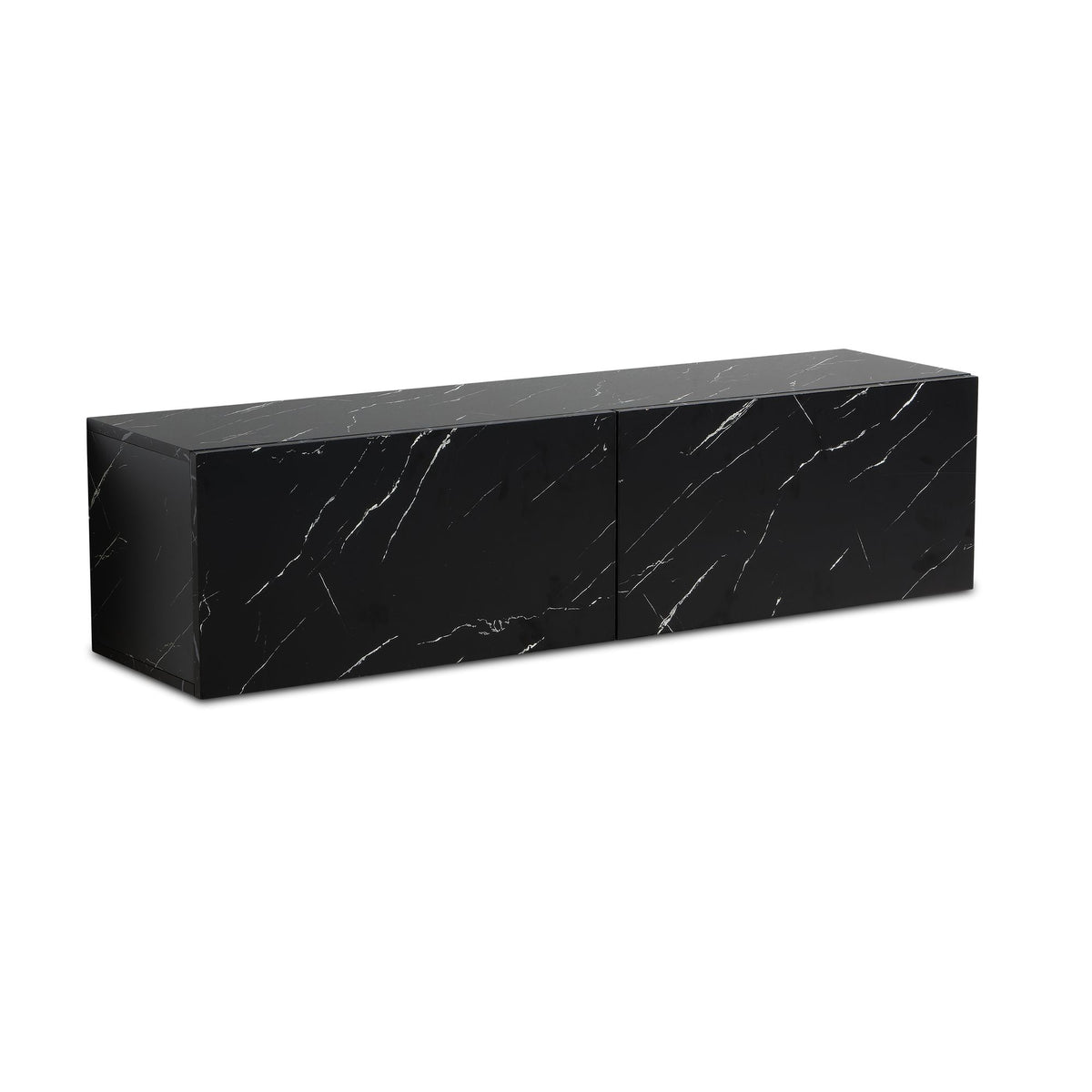 FineBuy Lowboard Hängend Marmor-Optik 120x30x30 cm TV-Schrank, Design Fernsehtisch mit Klapptüren Modern, Fernsehschrank Wand, TV-Kommode Fernsehkommo