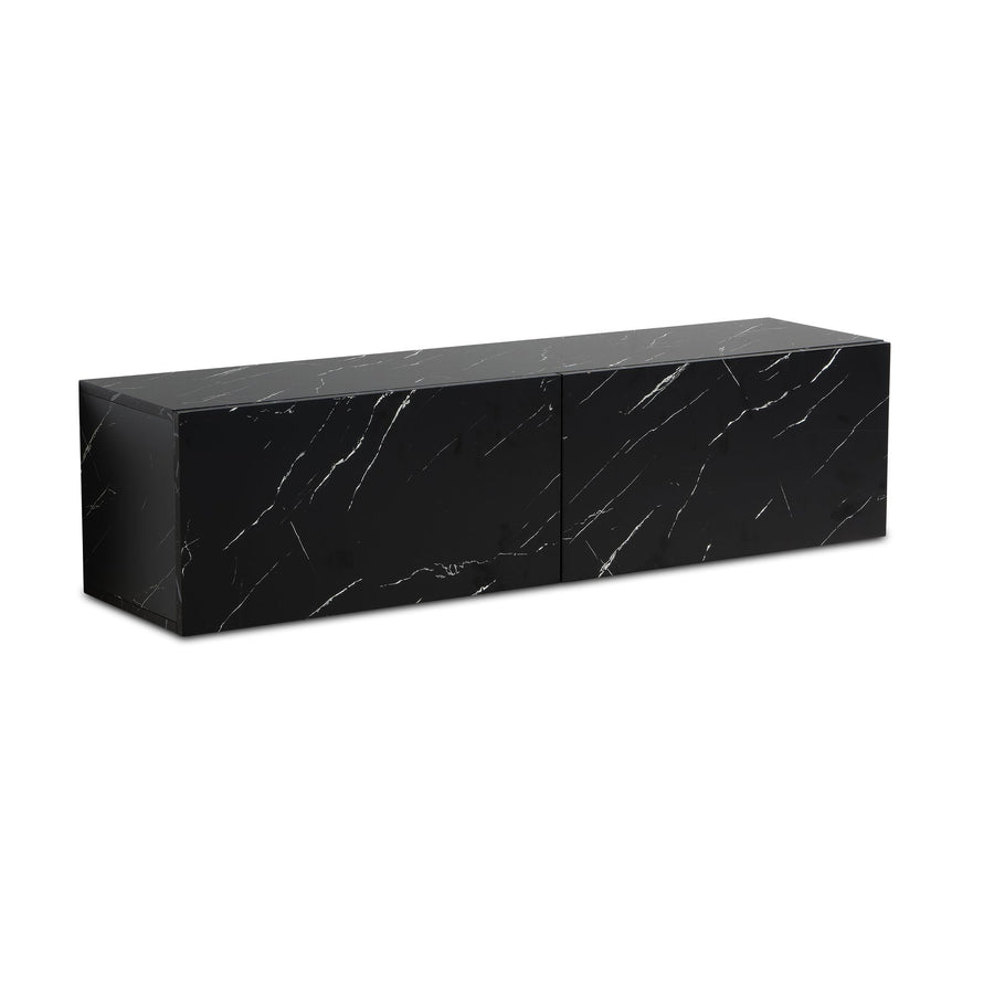 FineBuy Lowboard Hängend Marmor-Optik 120x30x30 cm TV-Schrank, Design Fernsehtisch mit Klapptüren Modern, Fernsehschrank Wand, TV-Kommode Fernsehkommo