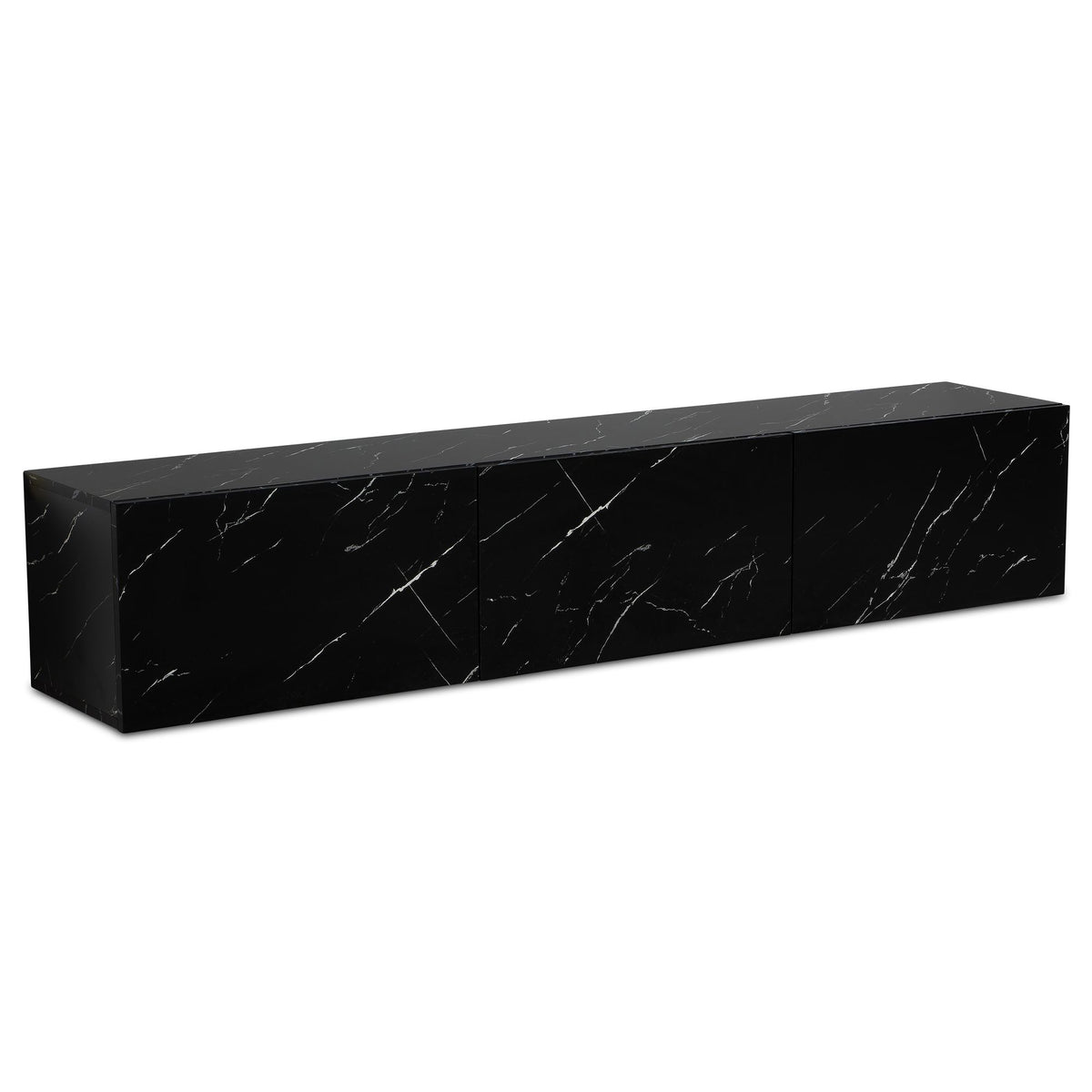FineBuy Lowboard Hängend Marmor-Optik 160x30x30 cm TV-Schrank, Design Fernsehtisch mit Klapptüren Modern, Fernsehschrank Wand, TV-Kommode Fernsehkommo