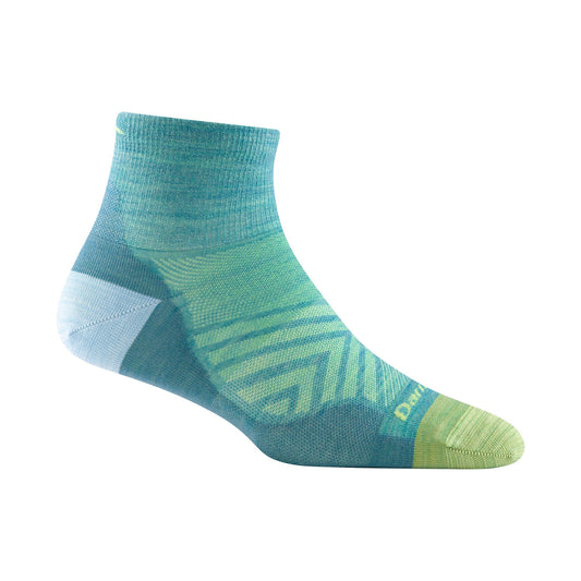 Darn Tough Ladies Quarter No Cushion Ultra-Lightweight Running Merino Socks M / Aqua – Lifetime Guarantee