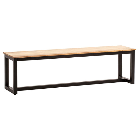 FineBuy Esszimmerbank Akazie Massivholz Metall Loft-Style, Esstischbank Holzbank Massiv ohne Lehne, Küchenbank Essbank Industrial, Sitzbank Esszimmer