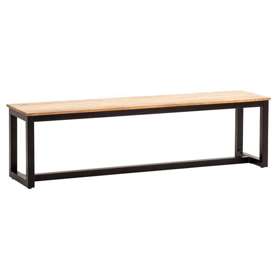 FineBuy Esszimmerbank Akazie Massivholz Metall Loft-Style, Esstischbank Holzbank Massiv ohne Lehne, Küchenbank Essbank Industrial, Sitzbank Esszimmer