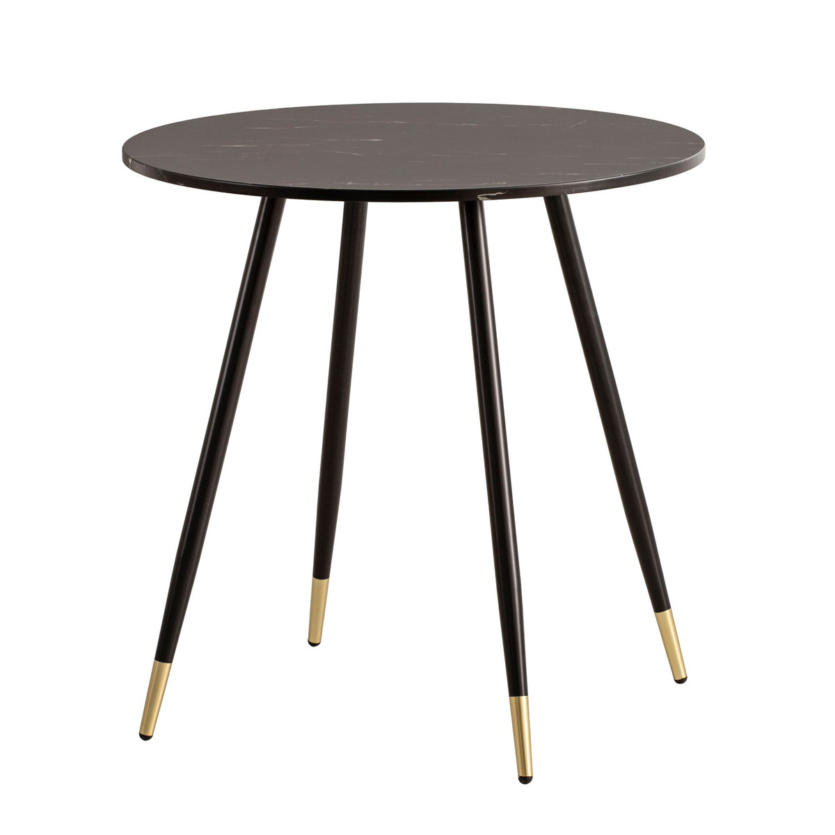 FineBuy Esszimmertisch 75x75x76 cm Marmor-Optik Esstisch Modern, Küchentisch mit Metallbeinen, Kleiner Speisetisch Esszimmer Rund