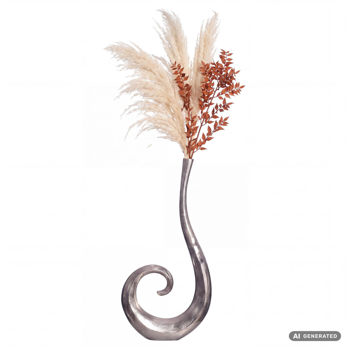 FineBuy Deko Vase 100 cm Aluminium Spirale Blumenvase Modern Groß, Dekovase Extravagant für Blumen, XXL Alu Bodenvase Metall Wohndeko Handgefertigt
