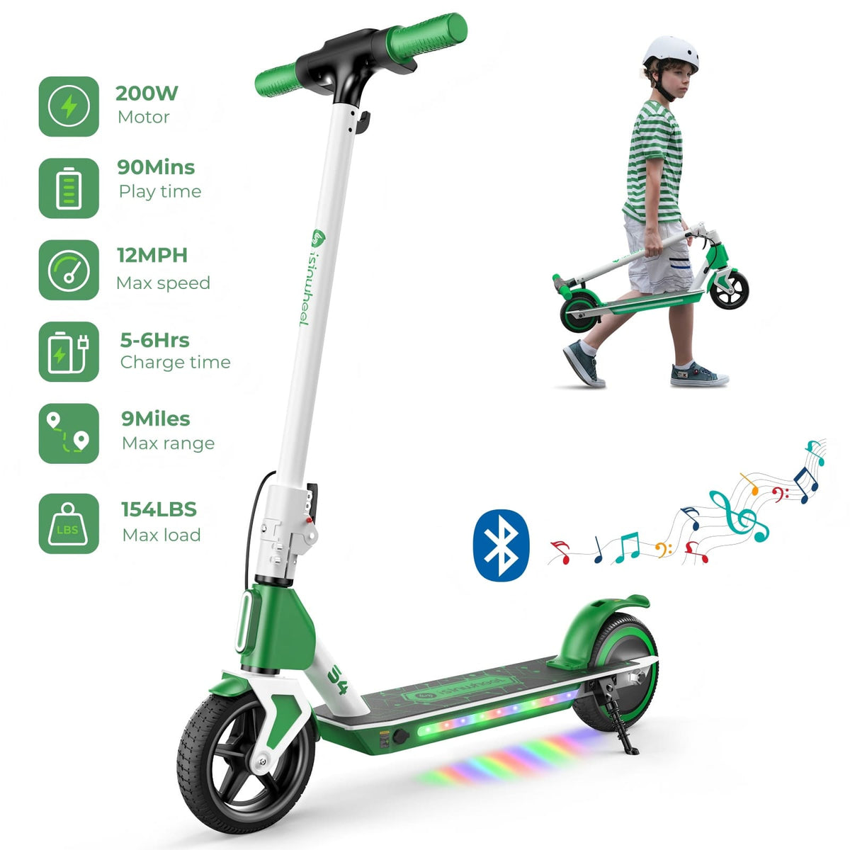 isinwheel® Kids Electric Scooter - S4 Green