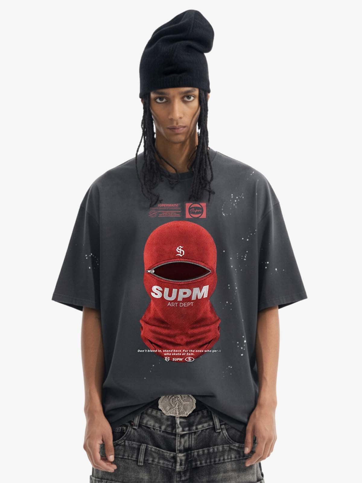 Red Balaclava Graphic T-Shirt - Black / M