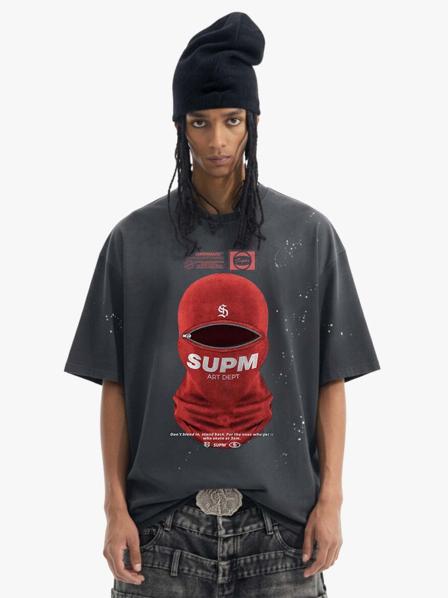 Red Balaclava Graphic T-Shirt - Black / M