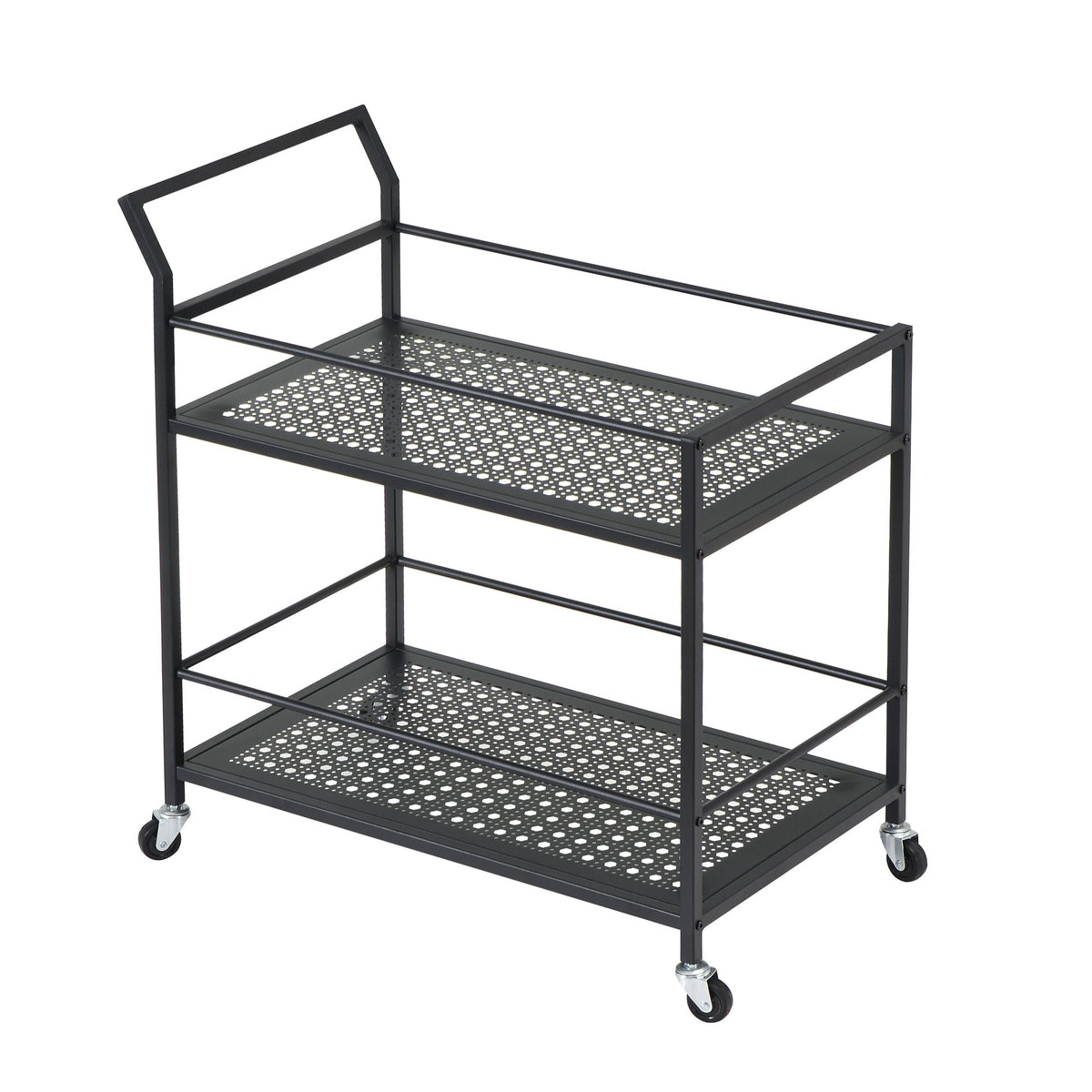FineBuy Servierwagen Metall 79x45x83 cm mit Rollen & Bremsen, Küchenwagen 2 Ebenen, Barwagen & Rollwagen Multifunktional Modern, Beistellwagen für Küc