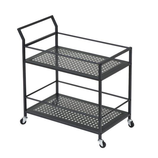 FineBuy Servierwagen Metall 79x45x83 cm mit Rollen & Bremsen, Küchenwagen 2 Ebenen, Barwagen & Rollwagen Multifunktional Modern, Beistellwagen für Küc
