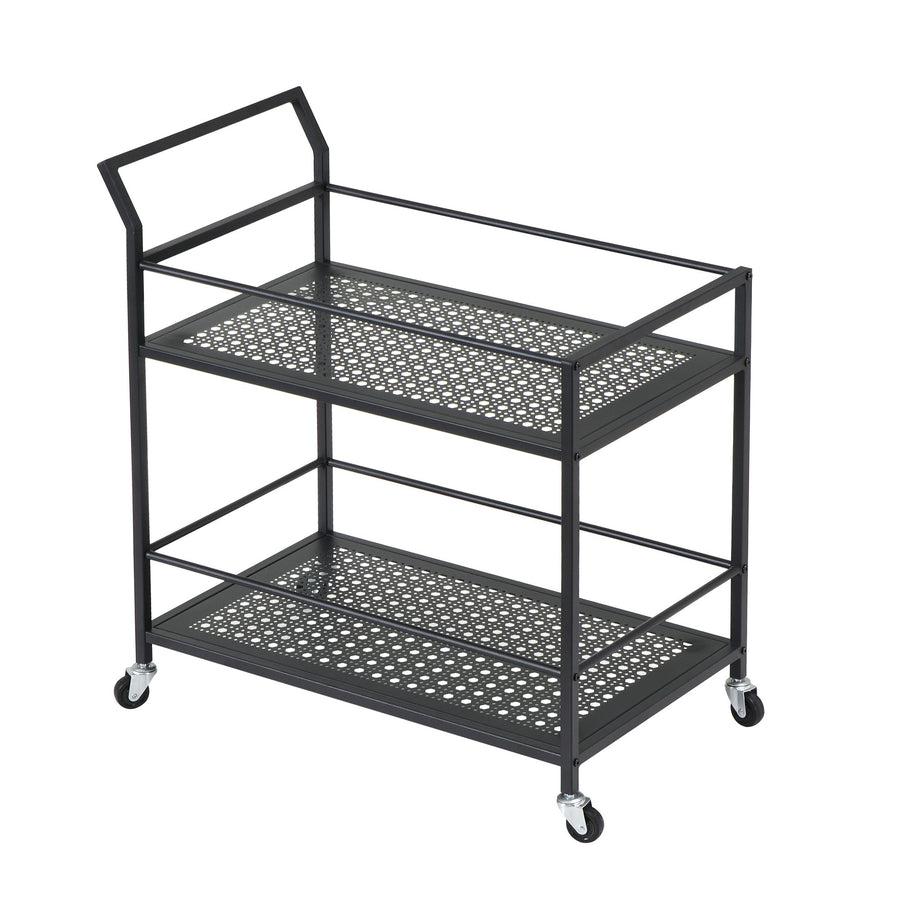 FineBuy Servierwagen Metall 79x45x83 cm mit Rollen & Bremsen, Küchenwagen 2 Ebenen, Barwagen & Rollwagen Multifunktional Modern, Beistellwagen für Küc