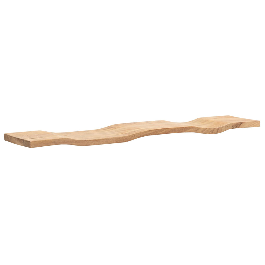 FineBuy Wandregal Akazie Massivholz - Schwebendes Design Regal für die Wand Holz massiv - Hängeregal in Wellenform - Wandboard aus Echtholz