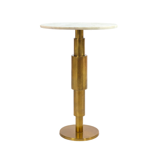 FineBuy Beistelltisch Marmor rund 59 cm Dekotisch mit Marmor Tischplatte - Design Dekotisch mit Aluminiumgestell - Anstelltisch Sofatisch modern - Cou
