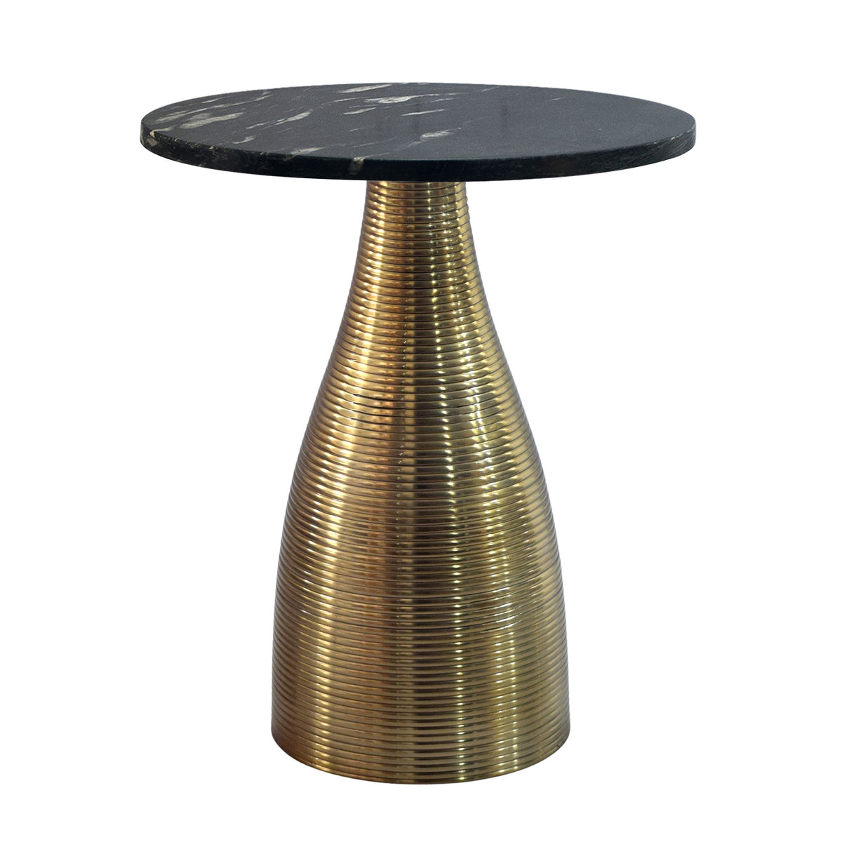 FineBuy Beistelltisch Rund 40cm Gold mit Massiver Marmorplatte - Wohnzimmertisch Naturstein Anstelltisch - Sofatisch Design Metall Couchtisch - Wohnzi