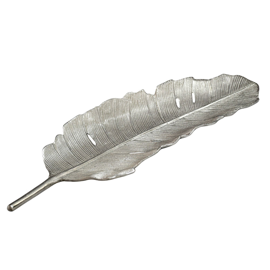 FineBuy Dekoschale Blatt Aluminium Silber Schale - Design Tischdeko Metall Wohnzimmer - Alu Wohnaccessoire Modern - Metallschale Dekoration - Aluschal