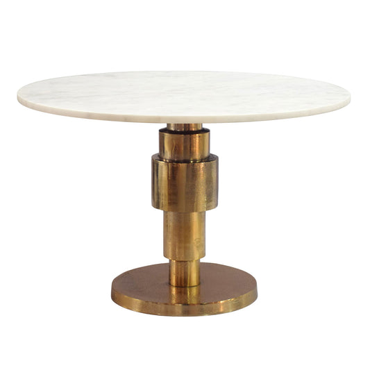 FineBuy Couchtisch Gold 60cm mit Marmor Tischplatte - Wohnzimmertisch rund - Sofatisch Alu modern - Beistelltisch Aluminium - Design Tisch Wohnzimmer 