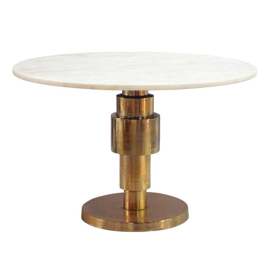 FineBuy Couchtisch Gold 60cm mit Marmor Tischplatte - Wohnzimmertisch rund - Sofatisch Alu modern - Beistelltisch Aluminium - Design Tisch Wohnzimmer 