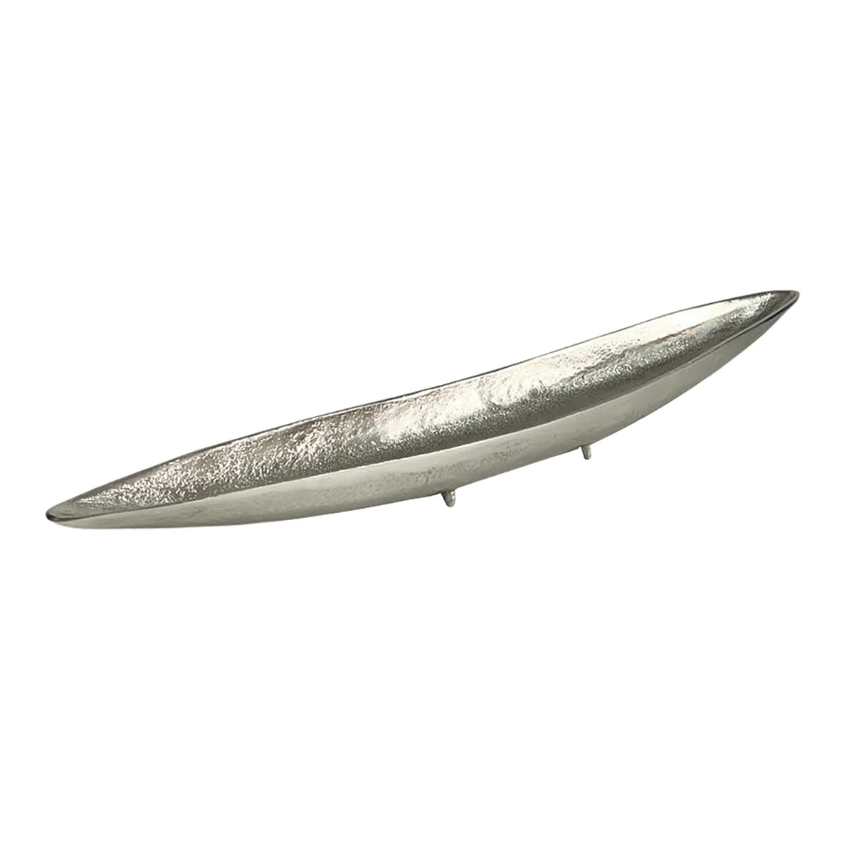 FineBuy Dekoschale Silber Aluminium Schale - Design Tischdeko Metall Wohnzimmer - Alu Wohnaccessoire Modern - Metallschale Dekoration - Aluschale lang