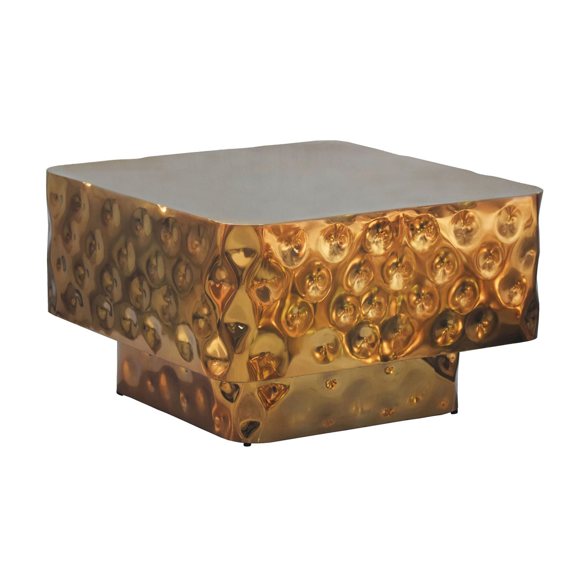 FineBuy Couchtisch Aluminium Quadratisch 60cm - Design Wohnzimmertisch Gehämmert - Moderner Loungetisch - Sofatisch Hammerschlag - Beistelltisch Wohnz